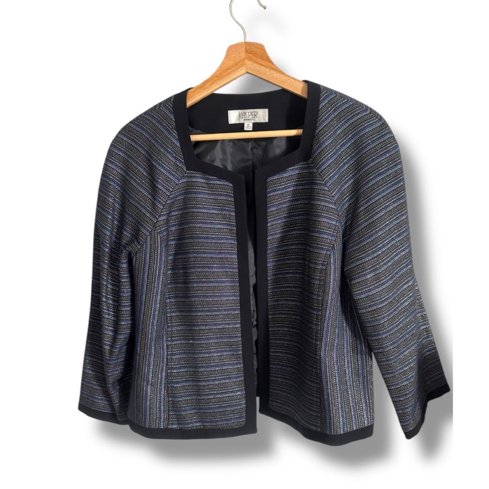 Vintage Kasper Separates Womens 10 Black, Blue Silver Thread NWT